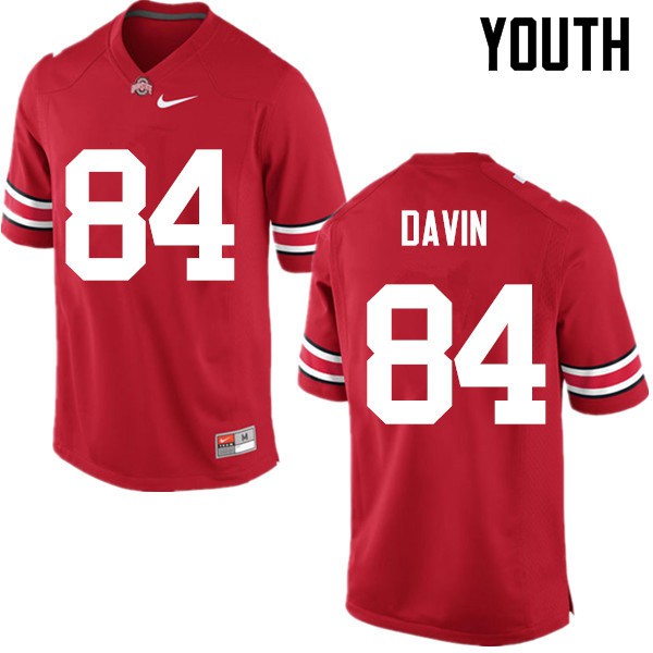 Ohio State Buckeyes #84 Brock Davin Youth Embroidery Jersey Red OSU54757
